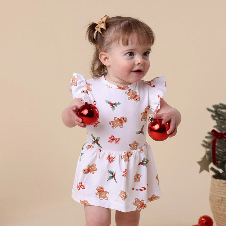 Snuggle Hunny Short Sleeve Organic Dress - Gingerbread