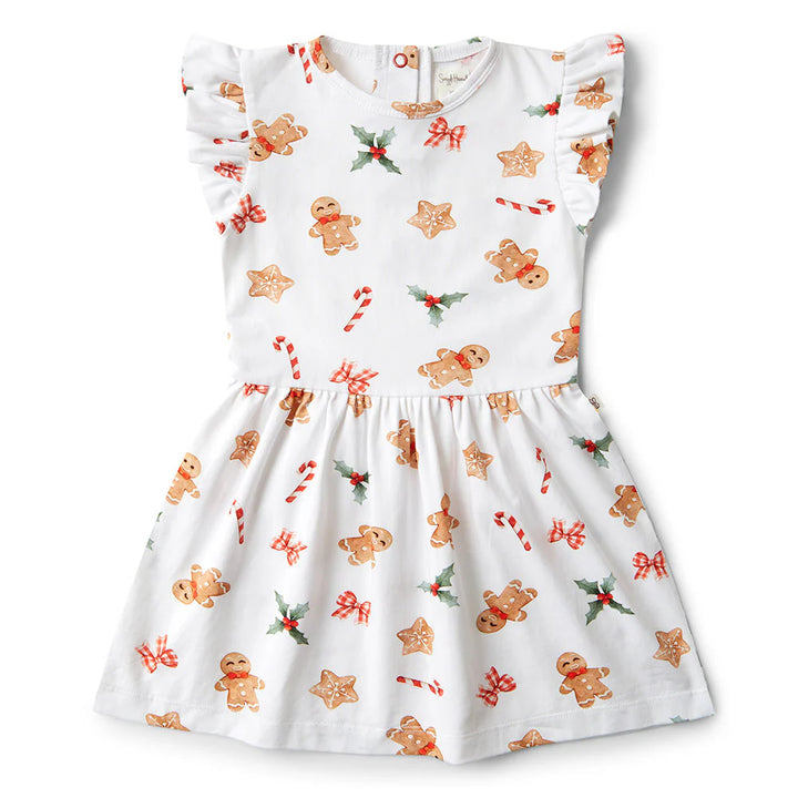 Snuggle Hunny Short Sleeve Organic Dress - Gingerbread