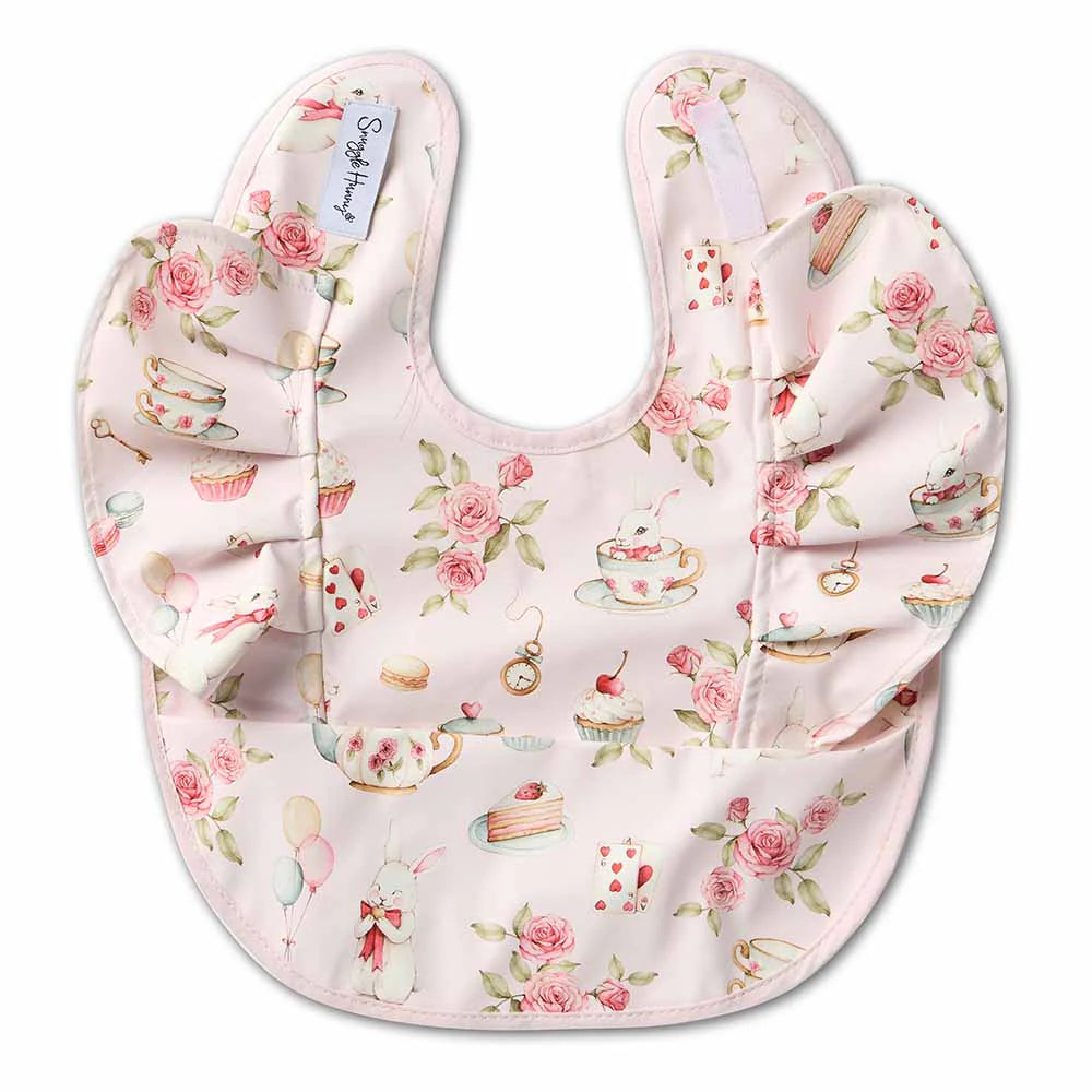 Snuggle Hunny Waterproof Frill Snuggle Bib - Alice’s Tea Party