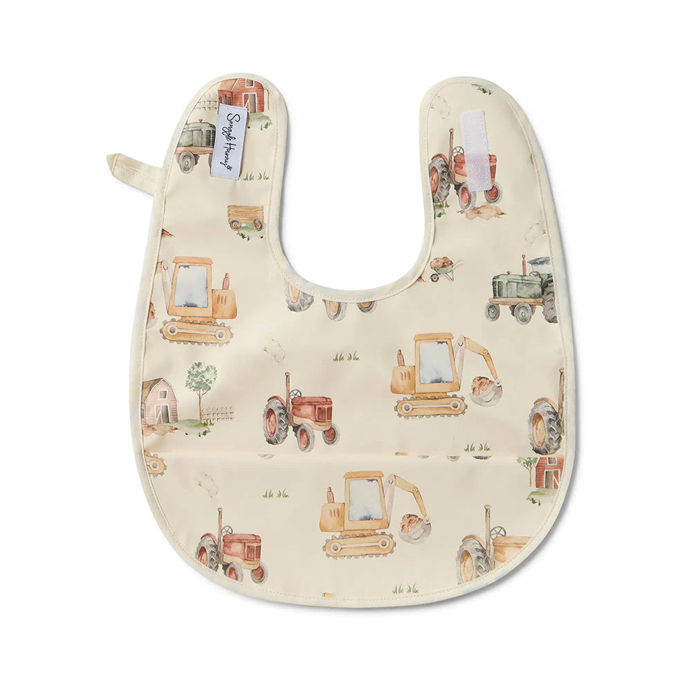 Snuggle Hunny Waterproof Snuggle Bib - Diggers & Tractors