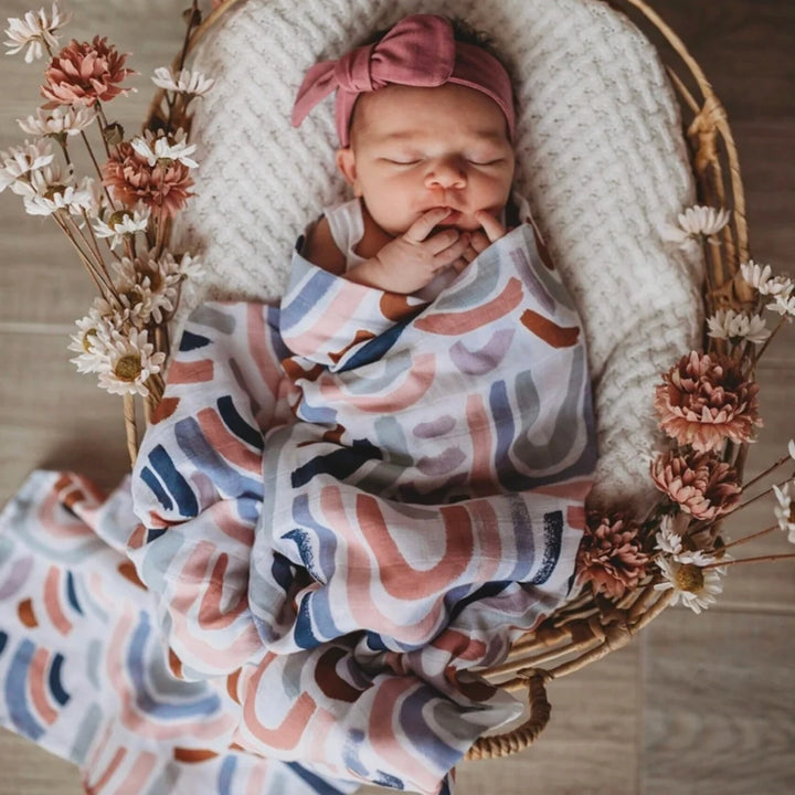 Snuggle Hunny Organic Cotton Muslin Wrap - Rainbow Baby