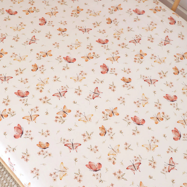 Snuggle Hunny Organic Fitted Jersey Cotton Cot Sheet - Butterfly