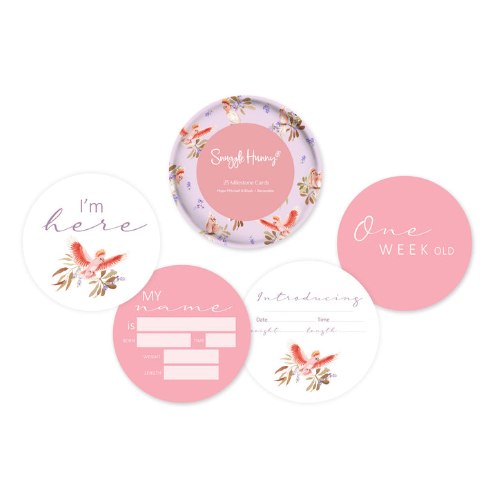 Snuggle Hunny Reversible Milestone Cards - Major Mitchell & Blush