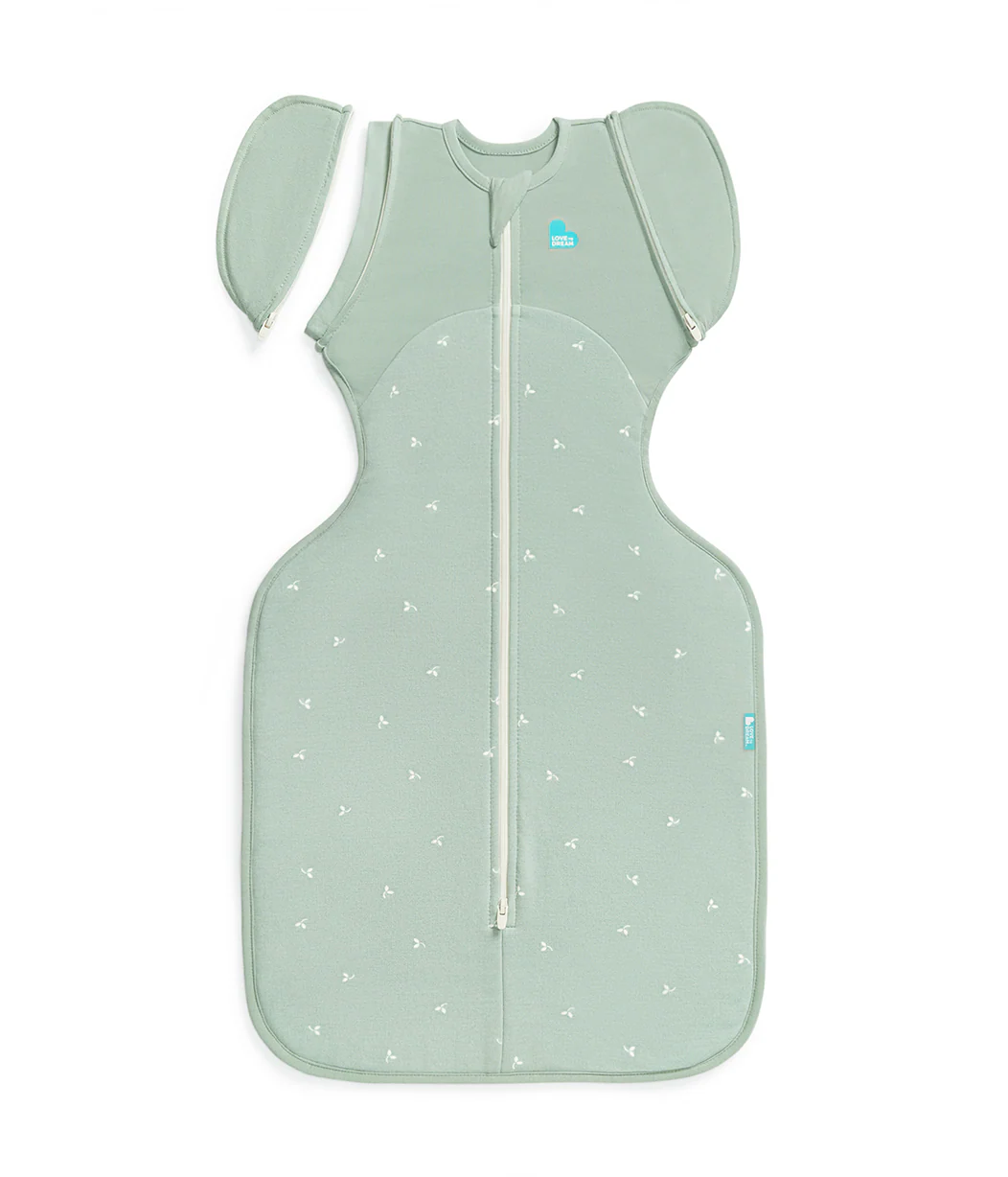 Love to Dream Swaddle Up™ Stretch Cotton Fleece Transition Bag 1.5 TOG - Olive Twigs