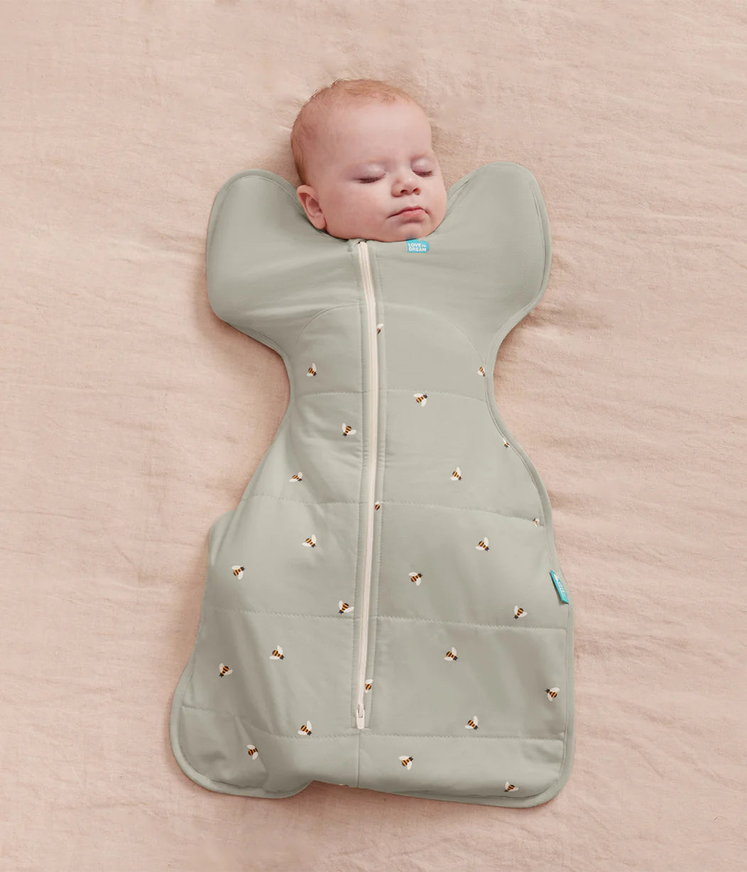 Love to Dream Swaddle Up™ Quilted Stretch Cotton 2.5 TOG - Olive Bees