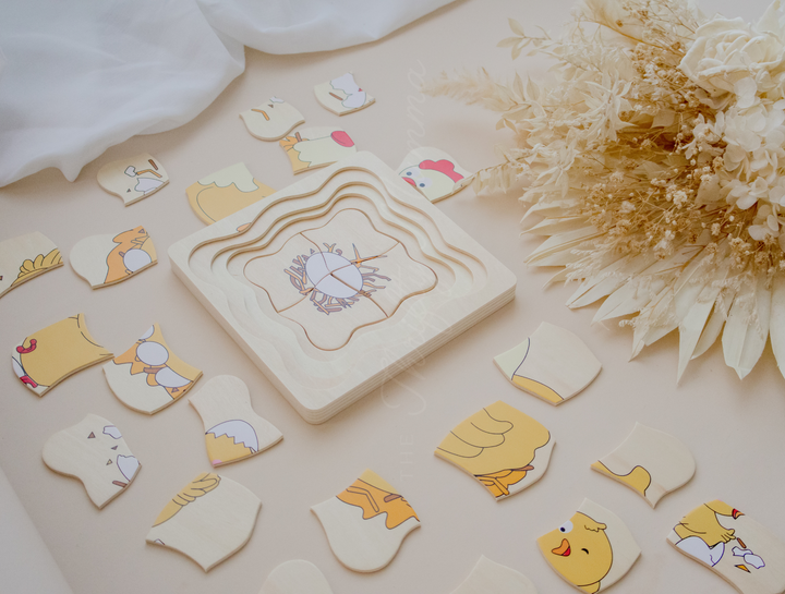 Timber Chicken & Egg Life Cycle 4 Layer Puzzle