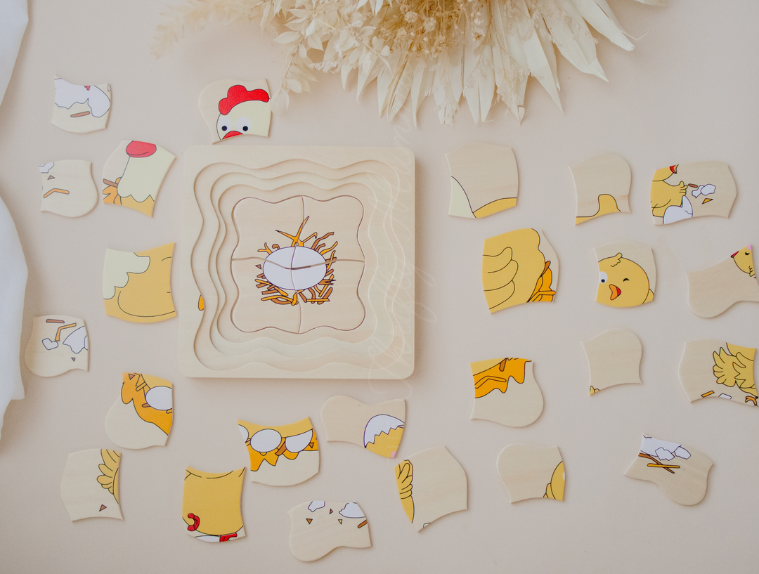 Timber Chicken & Egg Life Cycle 4 Layer Puzzle