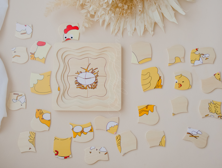 Timber Chicken & Egg Life Cycle 4 Layer Puzzle