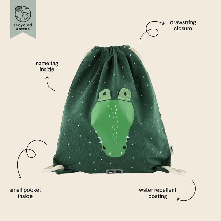 Trixie Drawstring Library/Swim Bag - Mr. Crocodile