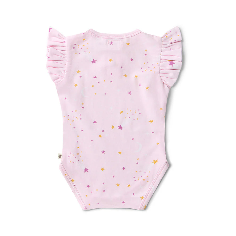 Snuggle Hunny Organic Short Sleeve Frill Bodysuit - Twinkle