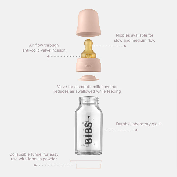 BIBS Baby Glass Bottle Complete Set 225ml | Sage