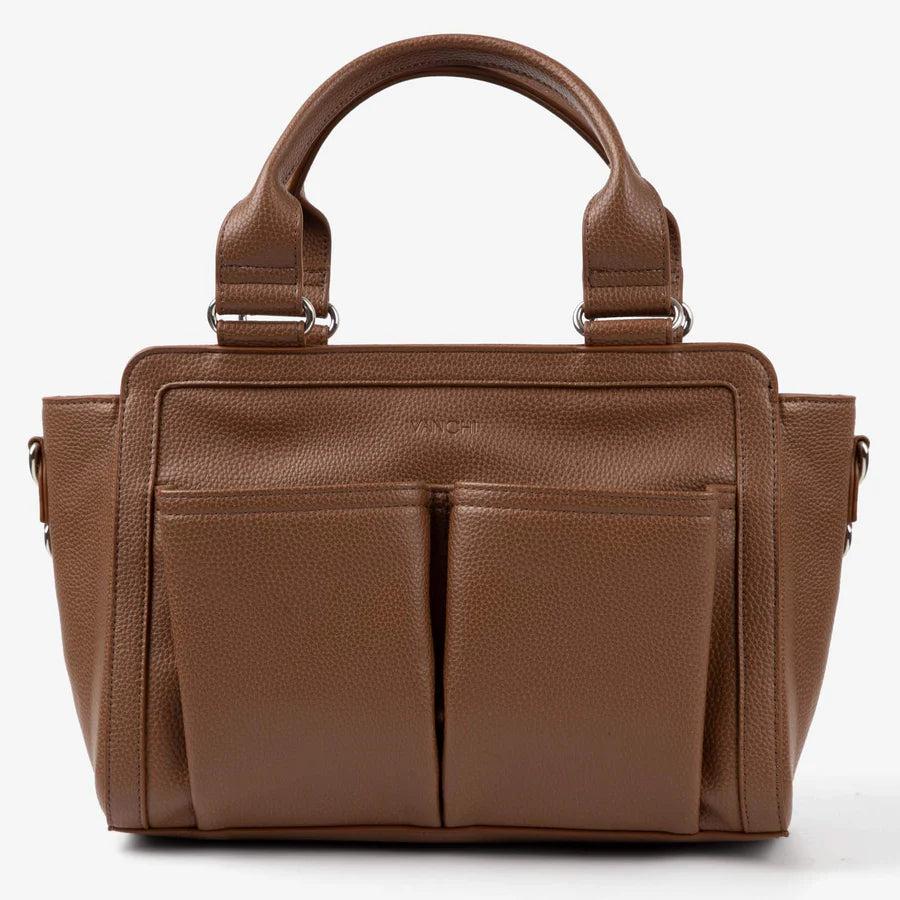 Vanchi Amelia Convertible Nappy Bag/ Pram Caddy - Pebbled Tan
