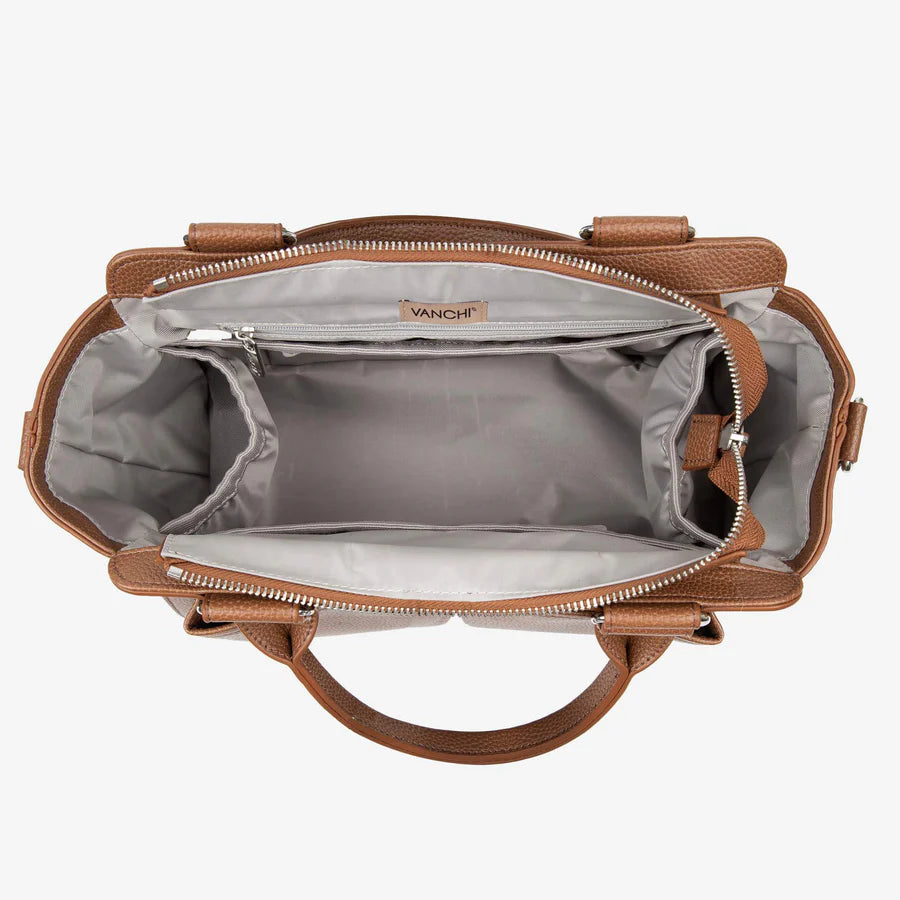Vanchi Amelia Convertible Nappy Bag/ Pram Caddy - Pebbled Tan