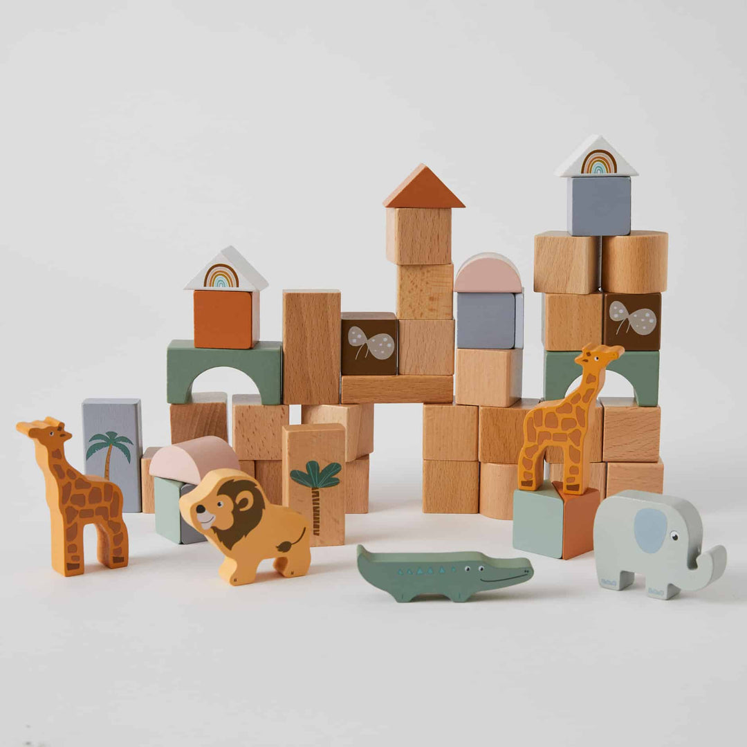Wooden Jungle Animals Stacking Block Set