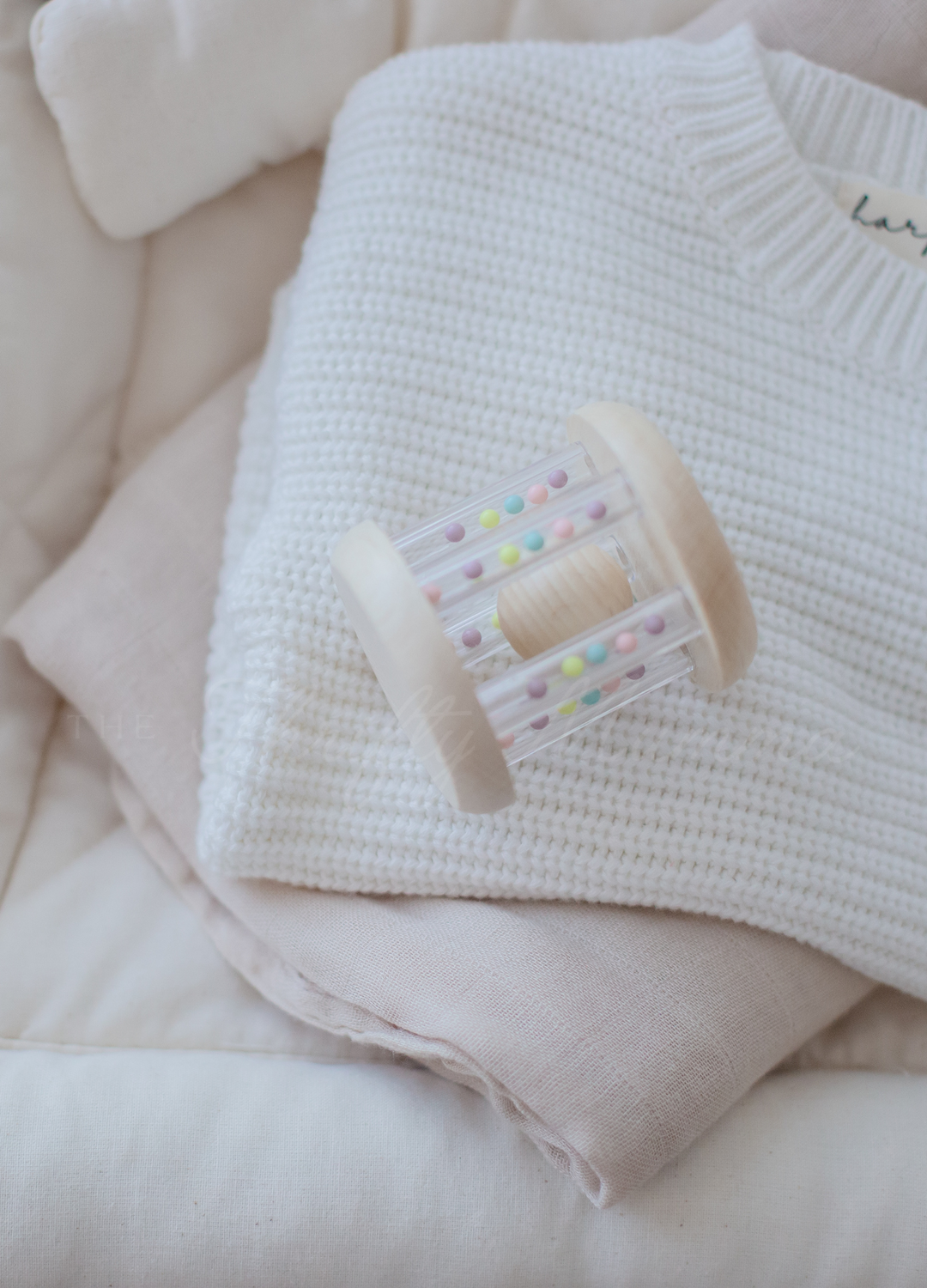 Wooden Shaker Rattle With Rainbow Beads