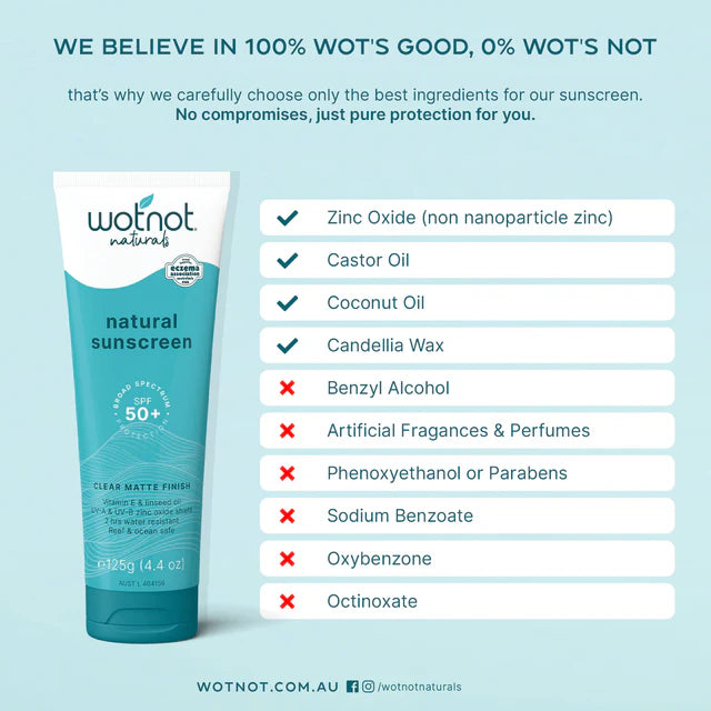Wotnot Natural Sunscreen with Matte Finish SPF 50 125g