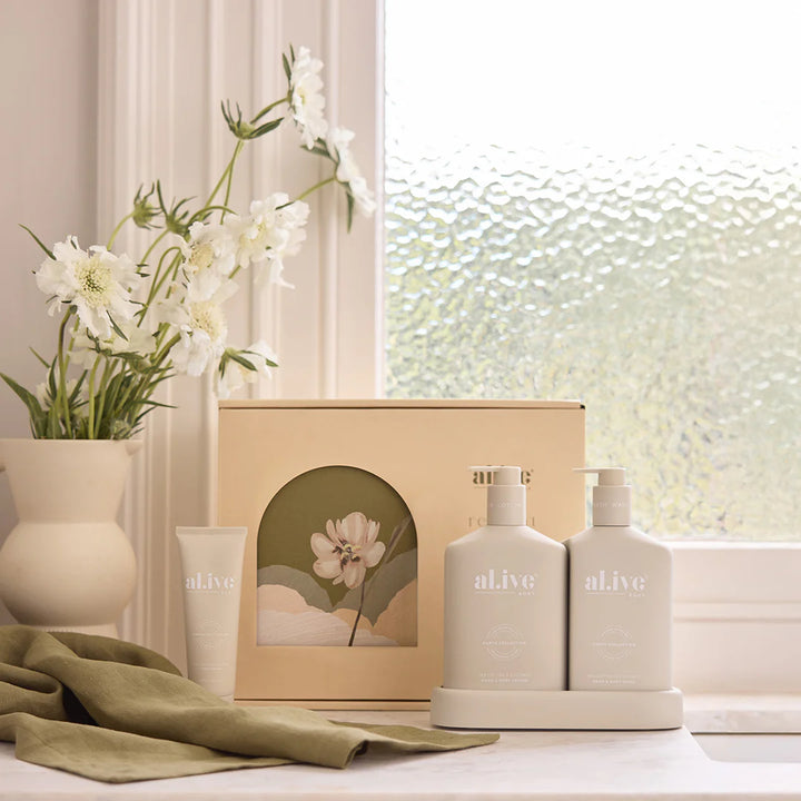 al.ive Body Wash & Lotion Duo + Hand Cream Gift Cet - Sea Cotton & Coconut