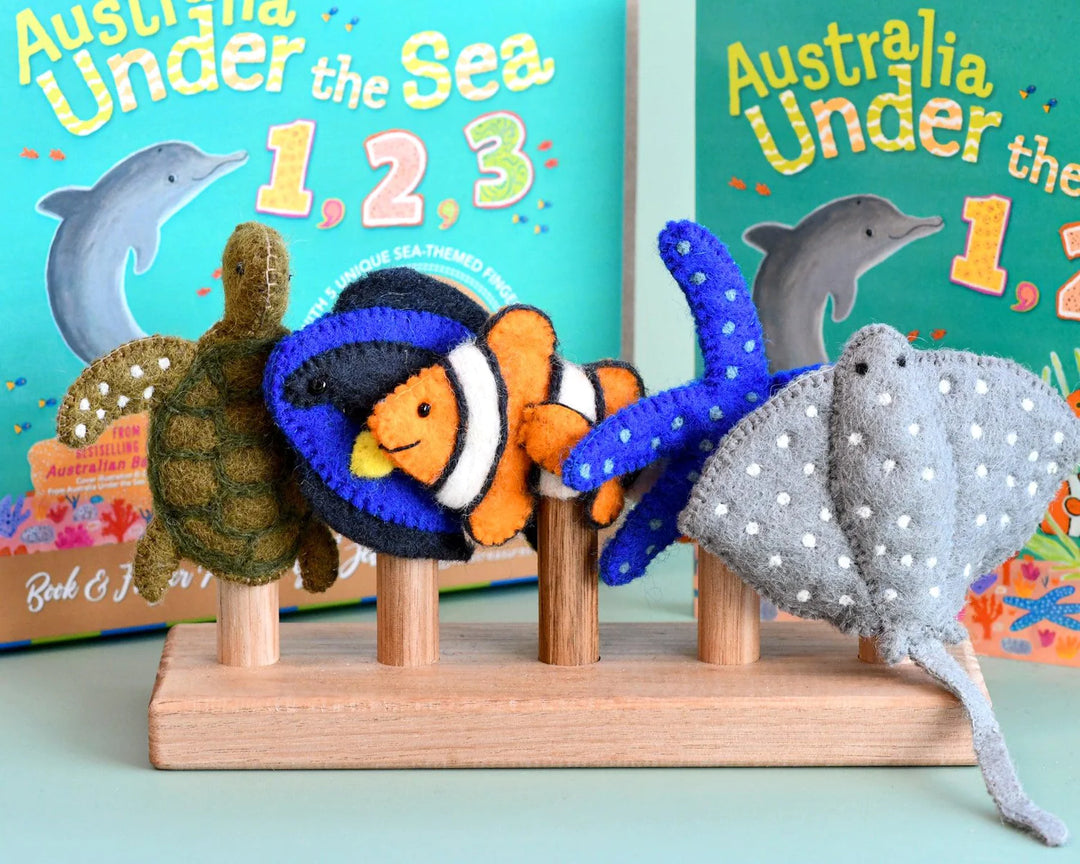 Australia Under the Sea 123 by Frané Lessac - Book and Finger Puppet Set