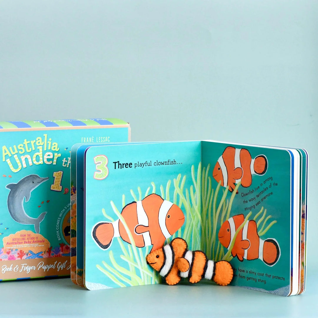 Australia Under the Sea 123 by Frané Lessac - Book and Finger Puppet Set