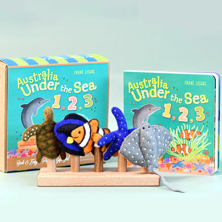 Australia Under the Sea 123 by Frané Lessac - Book and Finger Puppet Set