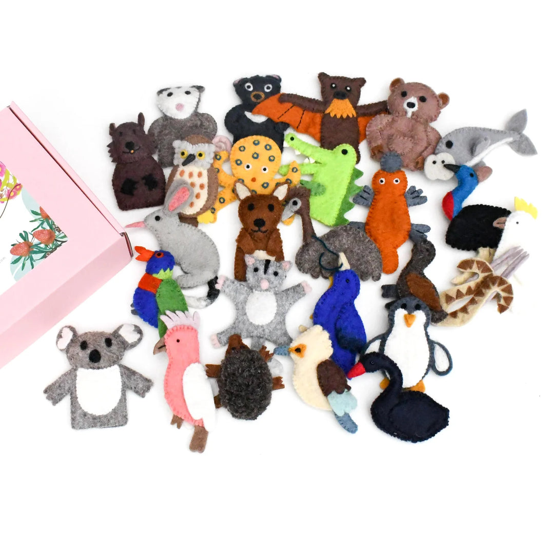 Bulk Felt Finger Puppet Set - Australian Animals 25 Set