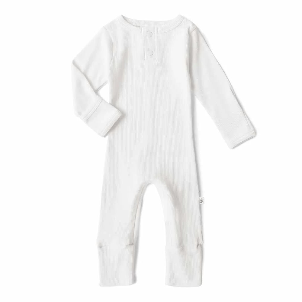 Snuggle Hunny Organic Ribbed Growsuit - Milk Size 2