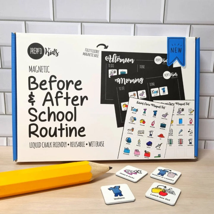 Preppd Kids Morning & Evening Magnet Set & 'Making Tracks' Sequencing Chart