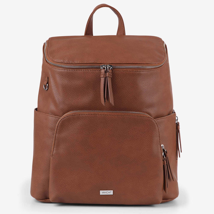 Vanchi Vegan Frankie Everyday Backpack - Pebbled Tan