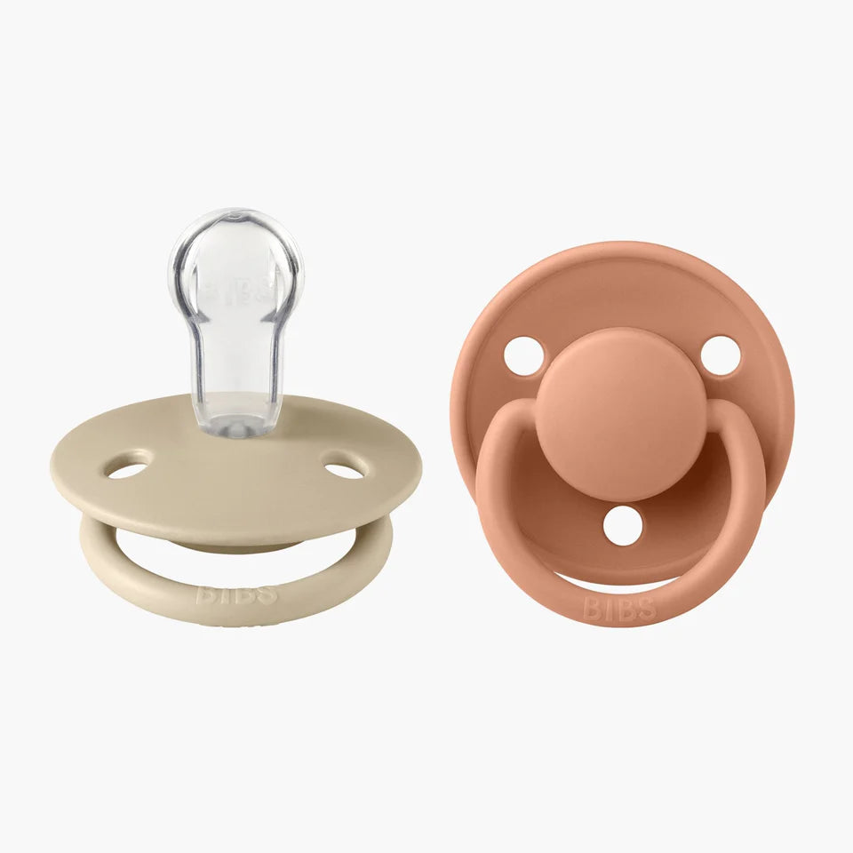 BIBS Round De Lux Silicone Dummies 2 Pack (ONE SIZE 0-3 Years)