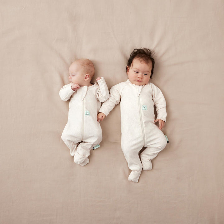 ergoPouch Long Sleeve Sleep Zip Bodysuit 1.0 TOG - Oatmeal Marle