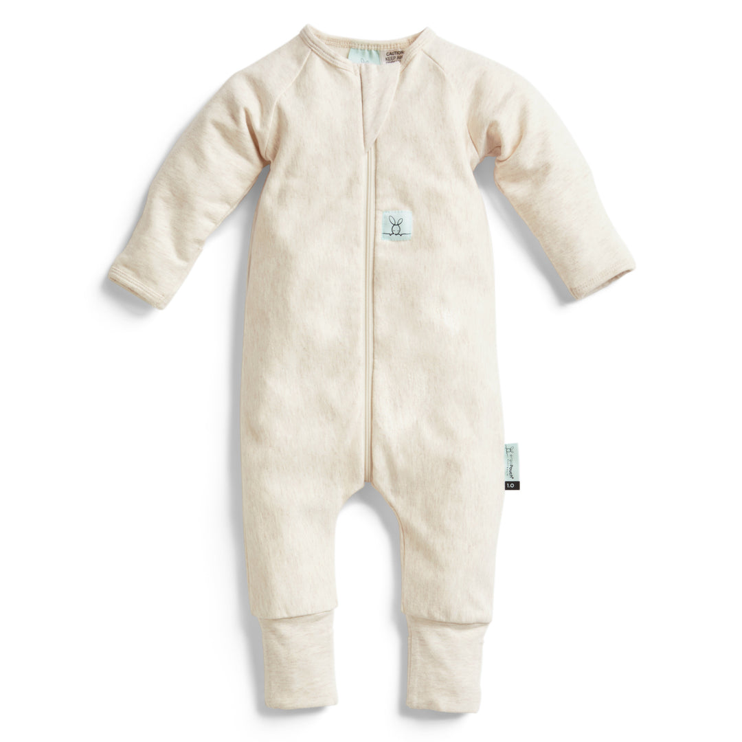 ergoPouch Long Sleeve Sleep Zip Bodysuit 1.0 TOG - Oatmeal Marle