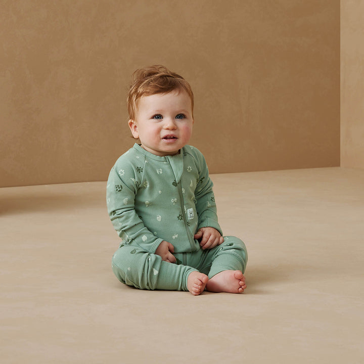 ergoPouch Long Sleeve Sleep Zip Bodysuit 1.0 TOG - Sweet Orchard