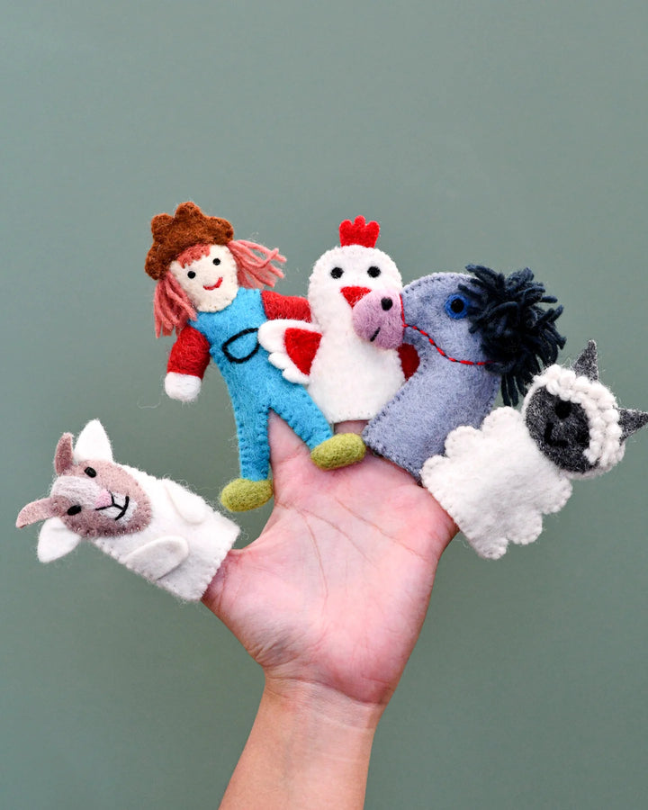 Mrs MacDonald Farm Animals Felt Finger Puppet Set