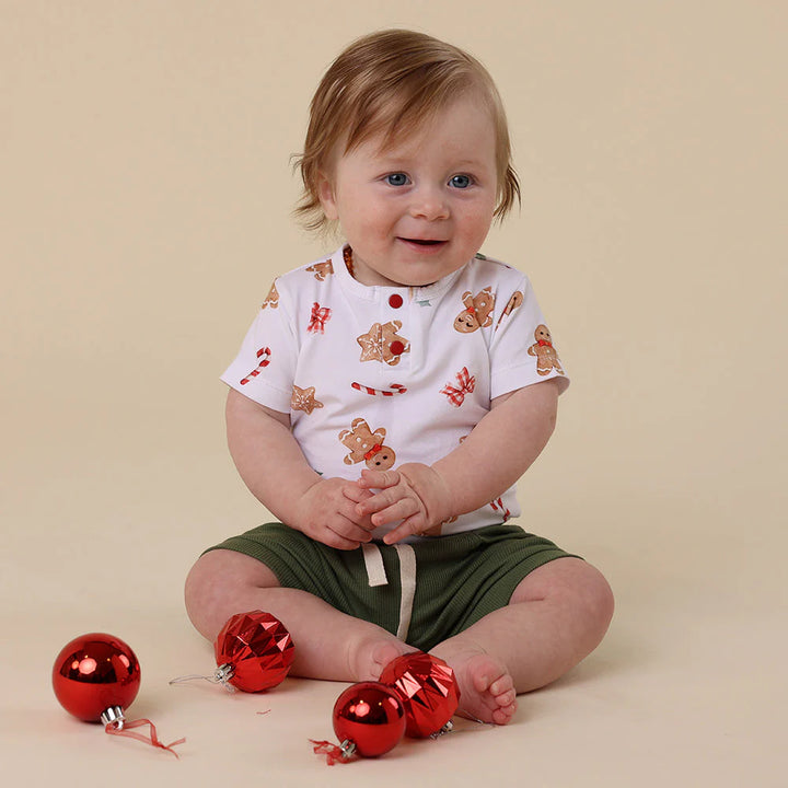 Snuggle Hunny Organic Short Sleeve Bodysuit - Gingerbread