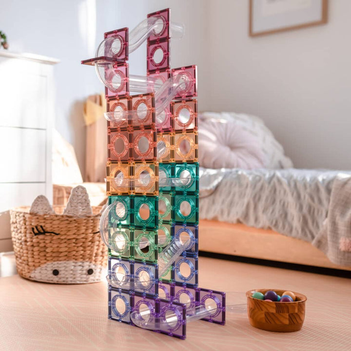 Connetix Magnetic Tiles Pastel Ball Run Pack 106 Pieces
