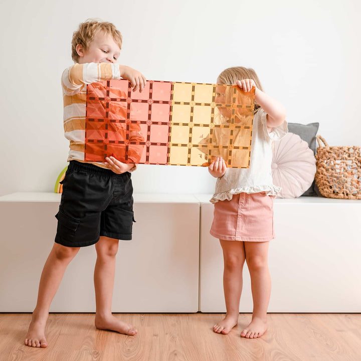 Connetix Magnetic Tiles Pastel Lemon & Peach Base Plate 2 Pack