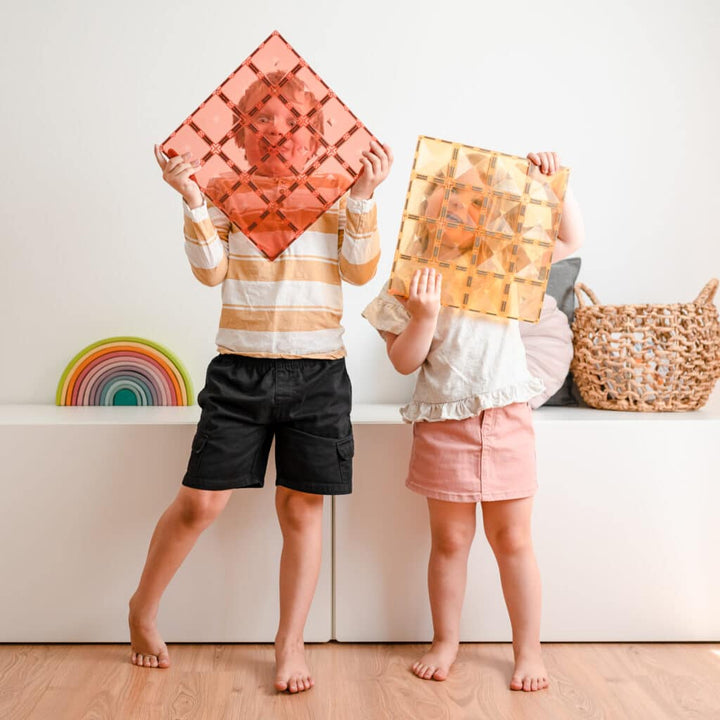 Connetix Magnetic Tiles Pastel Lemon & Peach Base Plate 2 Pack