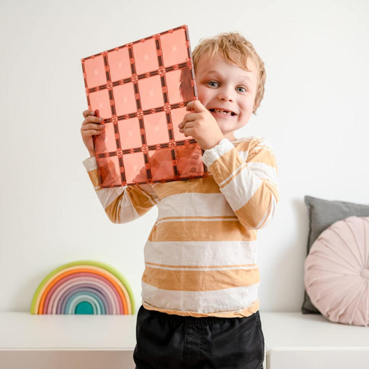 Connetix Magnetic Tiles Pastel Lemon & Peach Base Plate 2 Pack