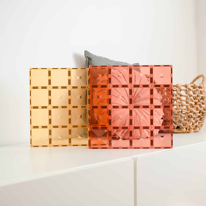Connetix Magnetic Tiles Pastel Lemon & Peach Base Plate 2 Pack