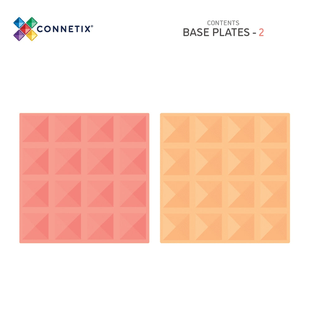 Connetix Magnetic Tiles Pastel Lemon & Peach Base Plate 2 Pack