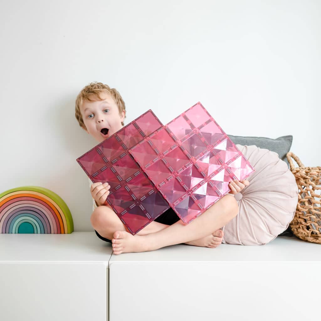 Connetix Magnetic Tiles Pastel Pink & Berry Base Plate 2 Pack
