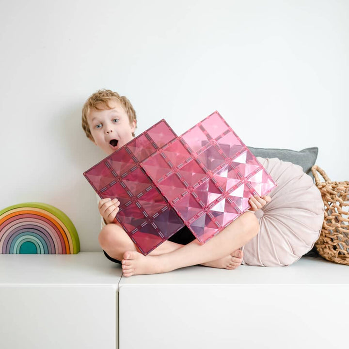 Connetix Magnetic Tiles Pastel Pink & Berry Base Plate 2 Pack