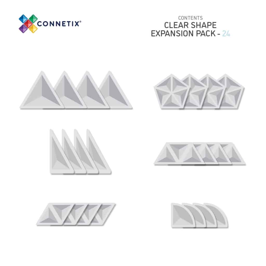 Connetix Magnetic Tiles Clear 24 Piece Expansion Pack