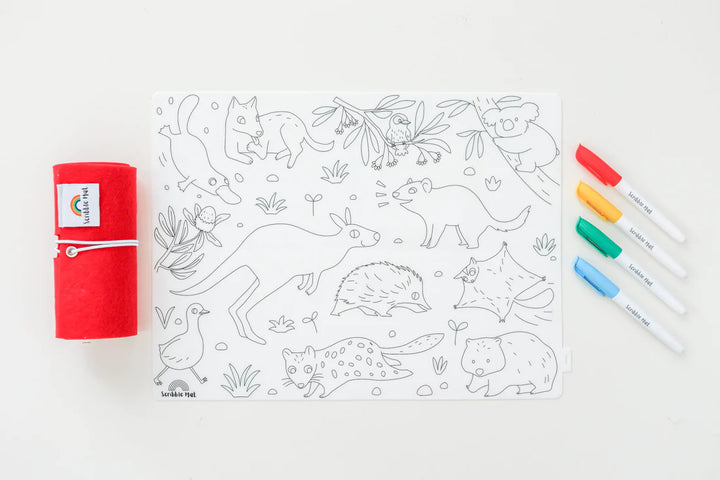 Reusable Scribble Mat Set | Baby Australian Animals