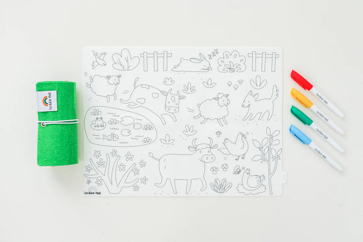 Reusable Scribble Mat Set | On the Farm