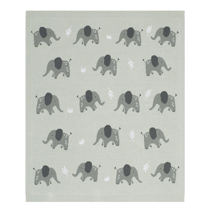 Cotton Knit Baby Blanket - Elephant