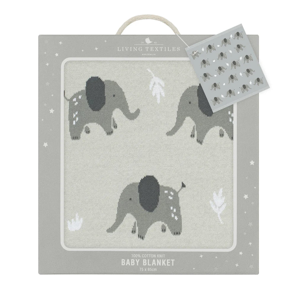 Cotton Knit Baby Blanket - Elephant