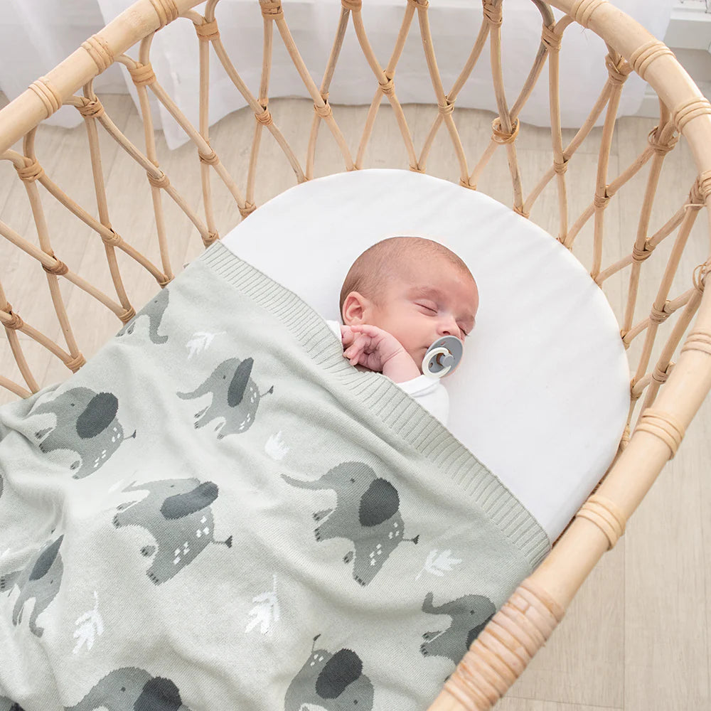 Cotton Knit Baby Blanket - Elephant