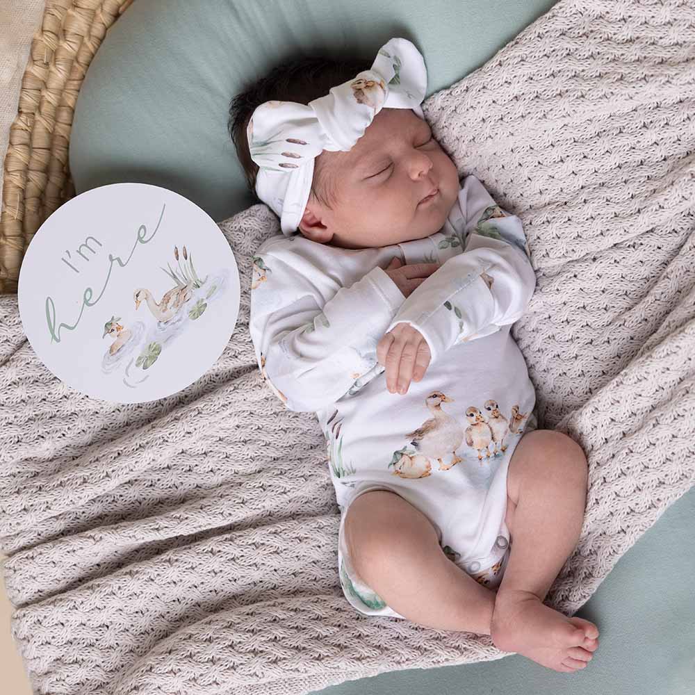 Snuggle Hunny Reversible Milestone Cards - Duck Pond & Sage