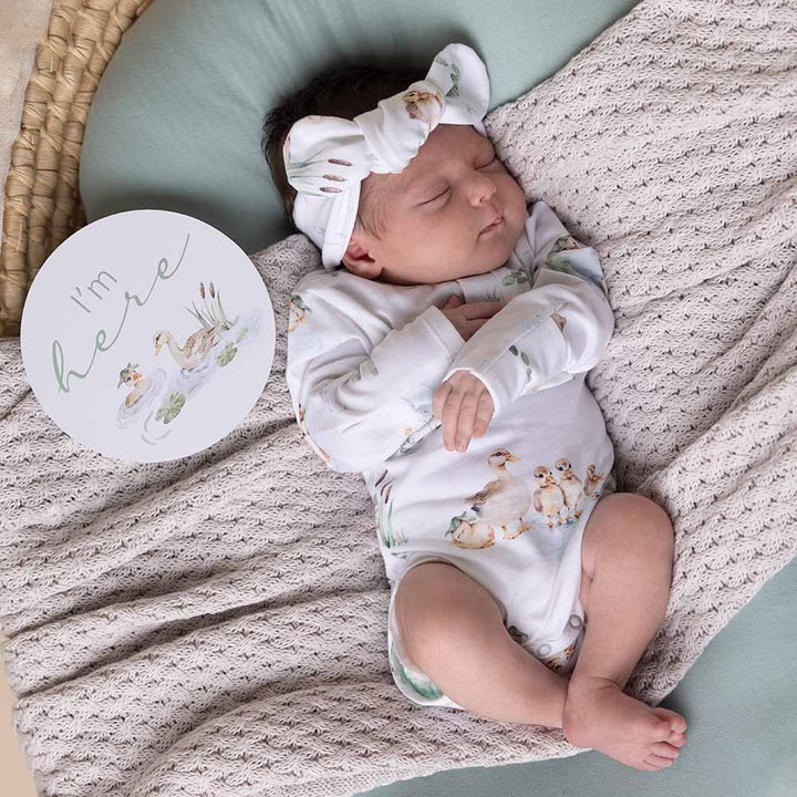 Snuggle Hunny Reversible Milestone Cards - Duck Pond & Sage